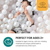MEOWBABY Soft Foam Runde 90 x 30 cm Ball Bath con 200 Piezas Bolas para bebés y niños pequeños - Baby Running Stable & Play Room Essentials, Espuma Baths, bouclé, Blanco: Blanco/transparen