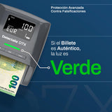 Detectalia D7X - Detector de billetes falsos con 7 sistemas de derección y 100% fiabilidad para 6 divisas EUR, GBP, CHF, PLN, CZK y SEK - 14 x 12 x 6 cm