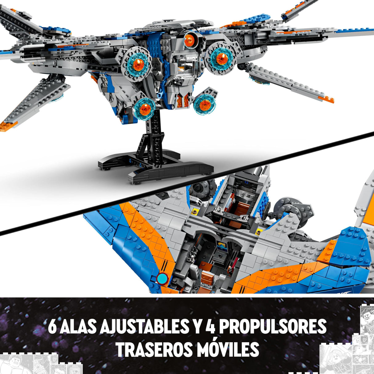LEGO Marvel Guardianes de la Galaxia: La Milano Nave Espacial de Juguete de Construcción con 4 Minifiguras Inc. Gamora y Star Lord, Figura de Groot, Regalo para Niños y Niñas de 12 Años o Más 76286