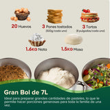CHEFREE Batidora Amasadora Multifunción 1800W, 10 Velocidades de Rotación Planetaria, Robot Cocina con Bol de 7L, Gancho de Repostería, Batidor, Mezclador, Cuerpo de Metal, Rojo, M500