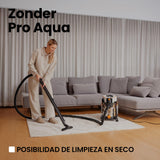 Zeegma ZONDER Pro Aqua Aspirador en seco y húmedo 1400 W, para Alfombras Coche Tapicería Escaleras, Depósito de Agua Limpia de 4 L, Juego de Filtros y Boquillas de Lavado
