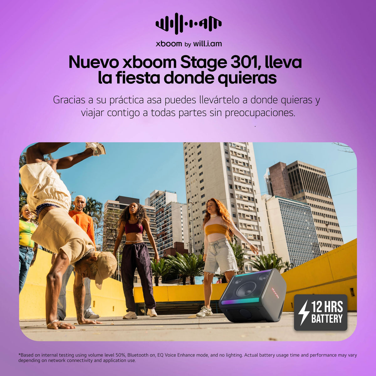 LG xboom Stage301, Altavoz Bluetooth, Alta Potencia, Portátil, Funciones DJ, Karaoke, con Luces LED Variables, Amplia Conectividad, El Sonido Absoluto