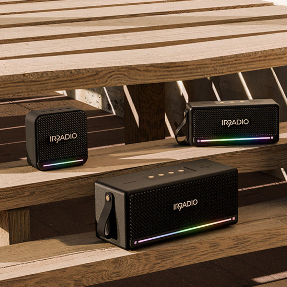 IRRADIO IR-M5 Classic, Altavoz portátil Potente, Doble Controlador de 50 mm, subwoofer pasivo, 20 W de Potencia. Sonido equilibrado, iluminación LED RGB, Grado de impermeabilización IPX7, función
