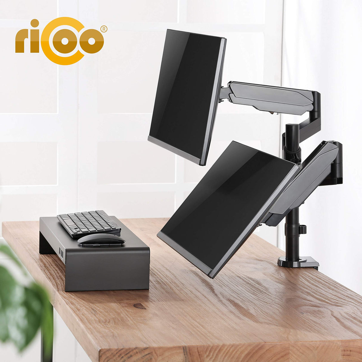 RICOO Soporte Monitor Mesa Brazo articulado Giratorio Inclinable Pantalla PC 17-32" (43-81cm) TS9611 Stand para monitores VESA 75x75 100x100
