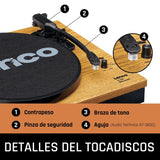 Lenco LS300WD Tocadiscos Vinilo con Altavoces - Bluetooth- Discos de Vinilo - Contrapeso Ajustable - Transmisión por Correa - MMC - RCA - Parada automática - Tapa Antipolvo - Madera