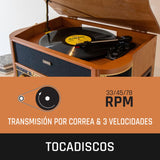 Lenco TCD-2551 Tocadiscos para Discos - Bluetooth Tocadiscos con Altavoz - Reproductor de CD - Pletina de Casete - 3 velocidades - Transmisión por Correa - 2 x 5 vatios - Madera