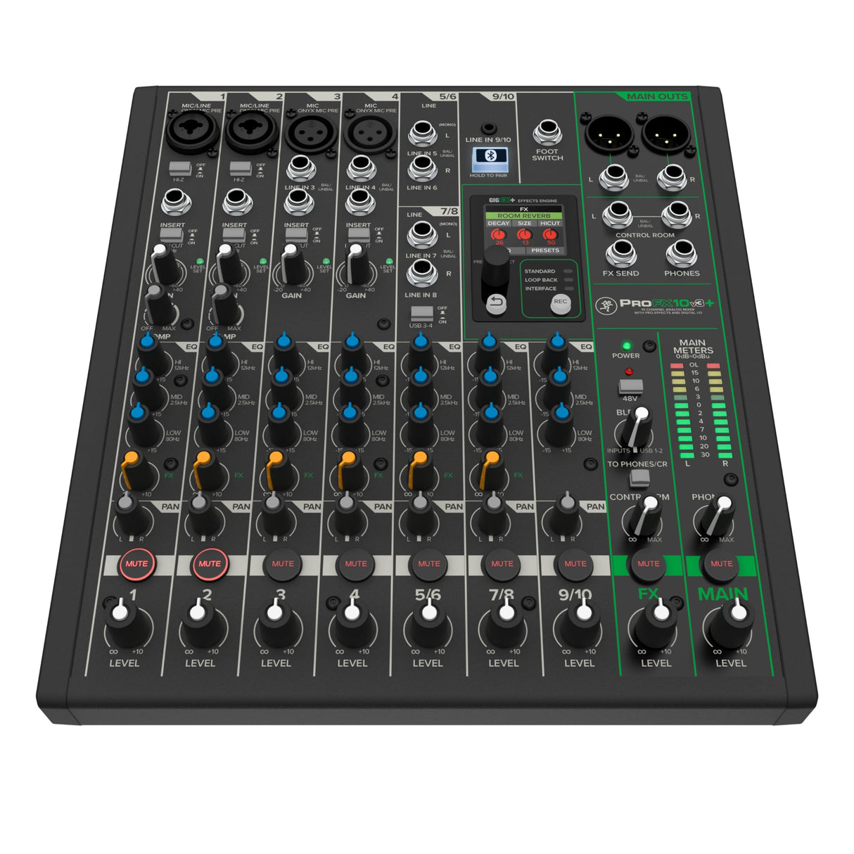 MACKIE ProFX10v3+ Mezclador Analógico de 10 Canales con Efectos Mejorados, Modos de Grabación USB y Bluetooth