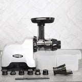Omega CNC80S - Exprimidor compacto de sistema de nutrición multiuso de velocidad lenta, horizontal, plástico, plateado
