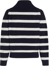 Tommy Hilfiger Sudadera con Cremallera Mujer 1/2 Zip Sweater Jersey de Punto, Multicolor (Desert Sky/Ivory Petal Stripe), XS