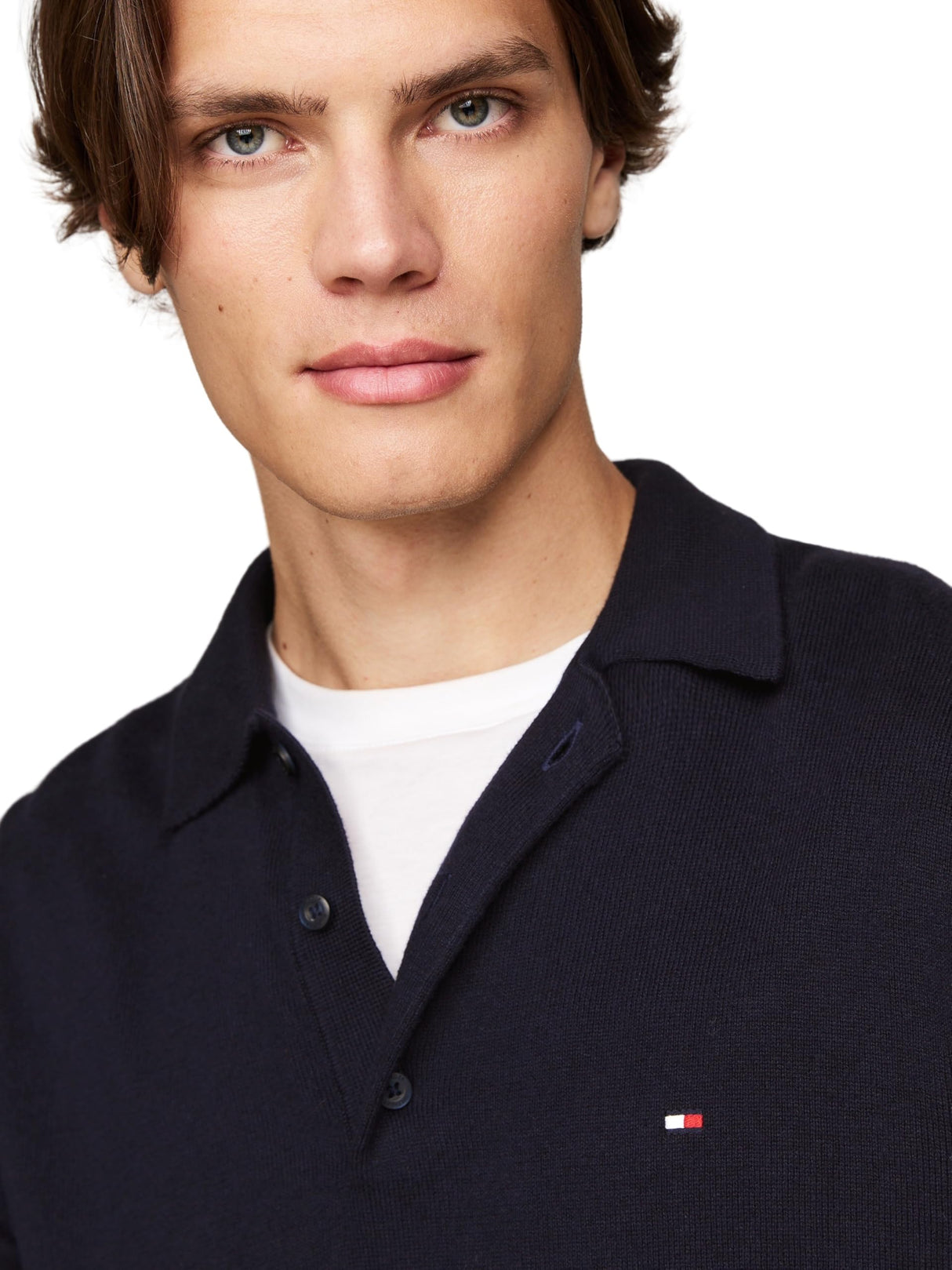Tommy Hilfiger Jersey Hombre Pima Cashmere con Cuello de Polo, Azul (Desert Sky), XXL