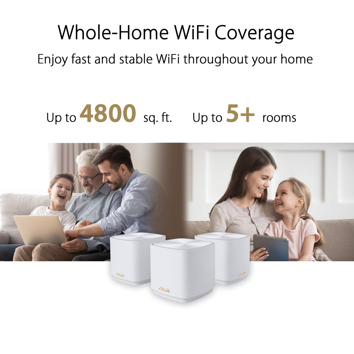 ASUS ZenWifi AX Mini (XD4) - Sistema de red mallada Wi-Fi 6 AX1800 (cubre hasta 446 m2, instalación sencilla, funciones de seguridad y controles parentales), color blanco