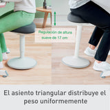 Leitz Ergo Taburete Ergonómico con Acolchado Doble, Altura Ajustable 47 a 64cm para Trabajo Sentado, Cubierta Fabricada con un 100% de Material Reciclado Post-Consumo, Gama Ergo, Gris Claro, 65440085