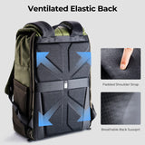 K&F Concept Mochila para Camara Multifuncional，Mochila Fotografía Profesional,Mochila Fotográfica para Reflex Impermeable, Bolsa Cámara Compartimento para Portátil de 15.6 Pulgadas(20L) Verde