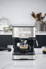 Lacor 69256 - Cafetera espresso con 2 salidas de café y función de calentar/espumar la leche, apta para café molido y cápsulas ESE, 21x26'5x30 cm