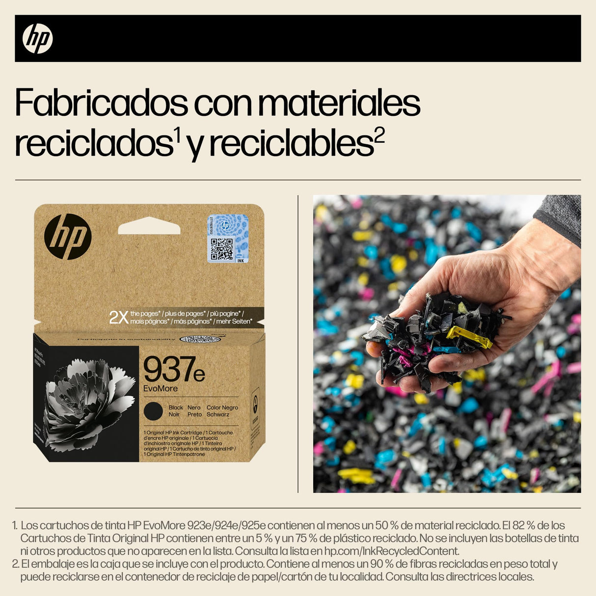 HP 937e EvoMore Negro 4S6W9NE, Cartucho de Tinta Original Compatible con Impresoras OfficeJet 9110, 9120, 9130, 9720 e 9730