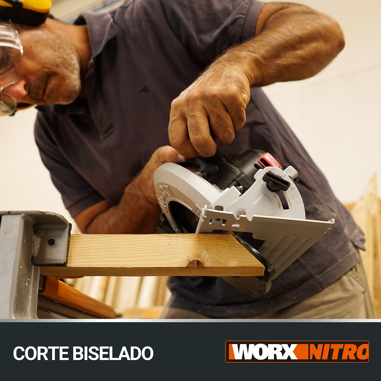 WORX Sierra circular Brushless 20V | PowerShare | WX520 | Incluye 1 batería 2Ah y cargador | Motor sin escobillas, corte a bisel, base de aluminio, empuñadura ergonómica