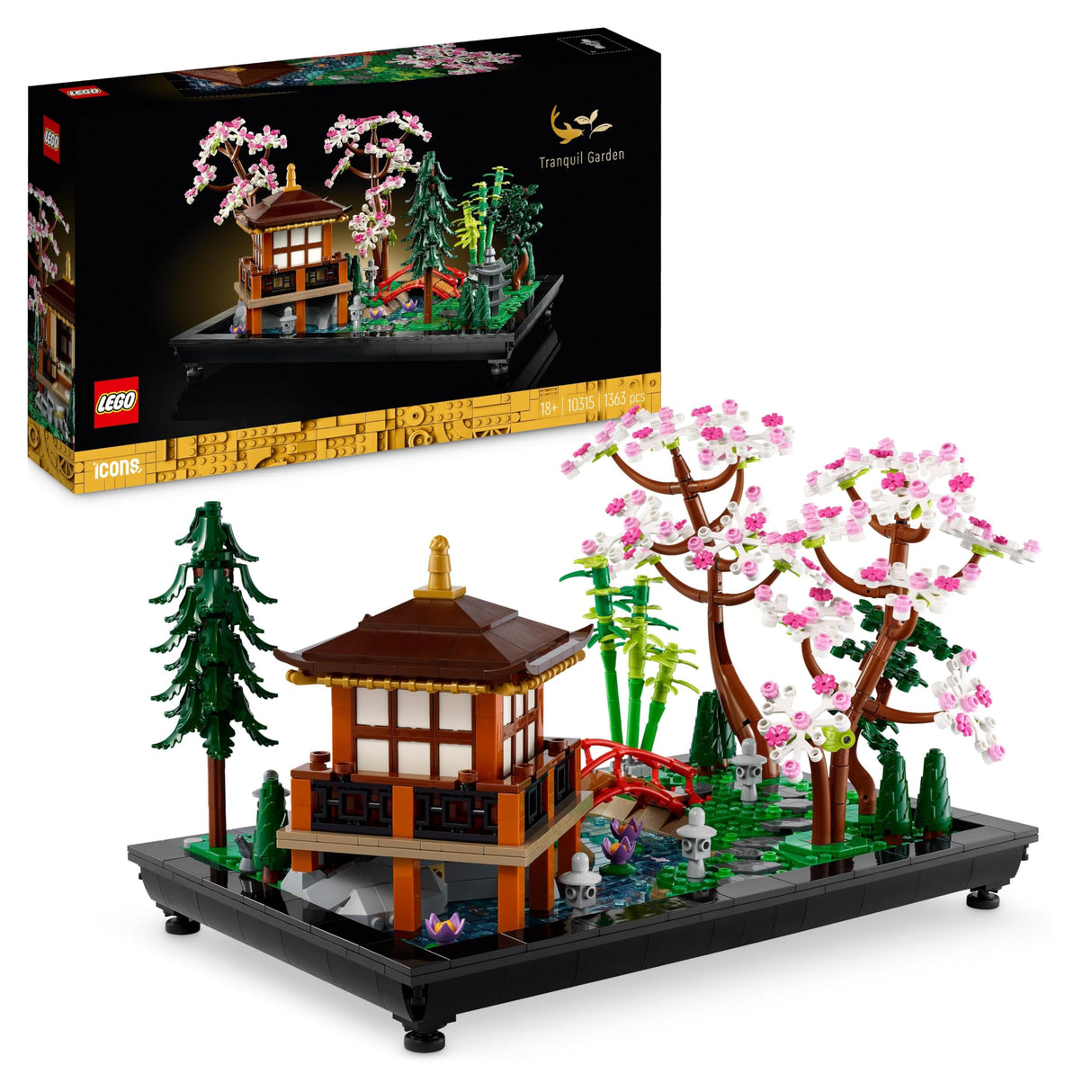 LEGO 10315 Icons Jardín Meditativo, Jardín Zen Botánico para Adultos con Flores de Loto, Decoración de Escritorio Personalizable, Inspirado en Tradiciones Japonesas, Regalo de Jardinería Mindfulness