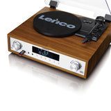 Lenco MC-160WD Equipo de música con Tocadiscos – Radio Dab+/FM, Bluetooth 5.0, conversión de Vinilo a MP3 por USB, tracción por Correa, 3 velocidades, Altavoces de Madera 2x10W, Mando a Distancia