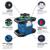 Bosch Professional Nivel láser giratorio sistema de 18V GRL 650 CHVG (láser verde, nivelación exterior, 1 batería 18 V 4,0 Ah + cargador, función aplicación, alcance: 650 m, en maletín de transporte)