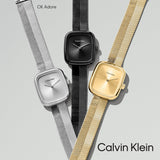 Calvin Klein Adore 25100099 - Reloj de Mujer Rectangular de Cuarzo con Brazalete Milán INOX Dorado, Esfera Minimalista, 30 mm