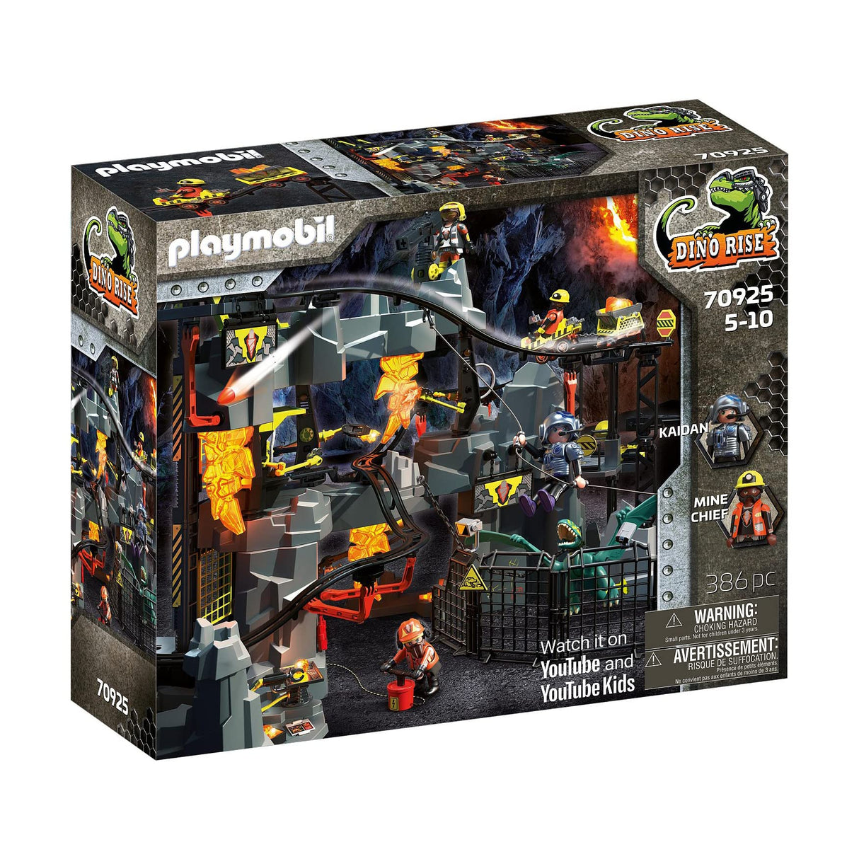 PLAYMOBIL Dino Rise 70925 Dino Mine, Tren minero con vehículos y trampas, Juguetes para niños a Partir de 5 años