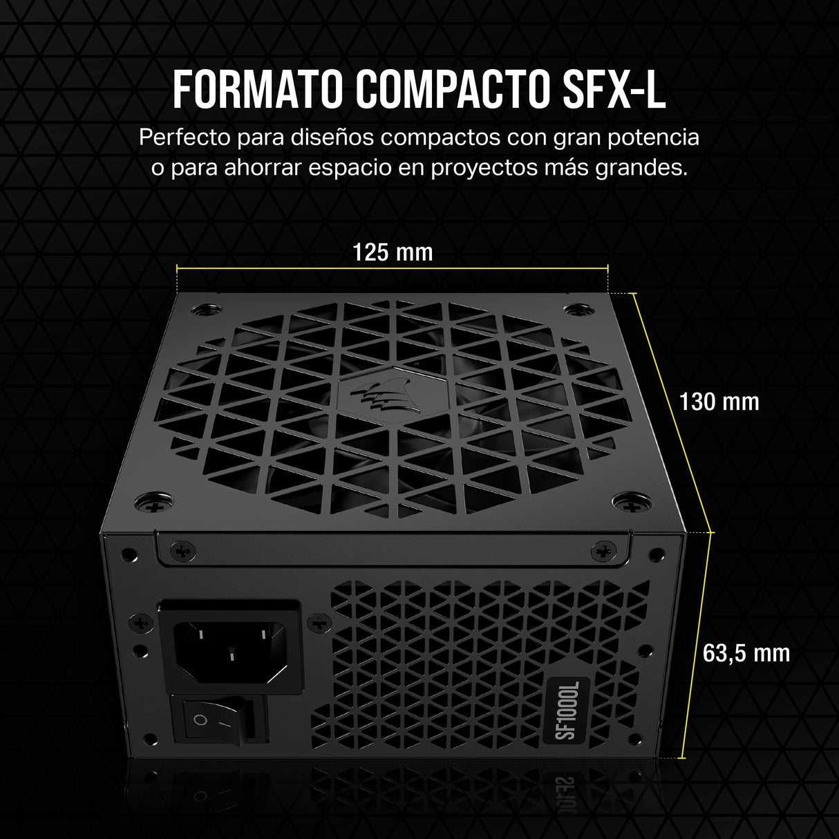 Corsair SF1000L Fuente de Alimentación SFX Totalmente Modular de Bajo Ruido - Compatible Con ATX 3.1 y PCIe 5.1 - Ventilador Silencioso PWM de 120 mm - Eficiencia 80 PLUS Gold - Modo RPM Cero - Negro