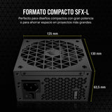 Corsair SF1000L Fuente de Alimentación SFX Totalmente Modular de Bajo Ruido - Compatible Con ATX 3.1 y PCIe 5.1 - Ventilador Silencioso PWM de 120 mm - Eficiencia 80 PLUS Gold - Modo RPM Cero - Negro