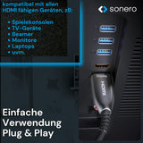 [Nuevo] sonero® 40m de Cable HDMI 2.0b, híbrido de Fibra óptica, UHD 2160P, 4K60Hz, 4:4:4, HDR, 18Gbps