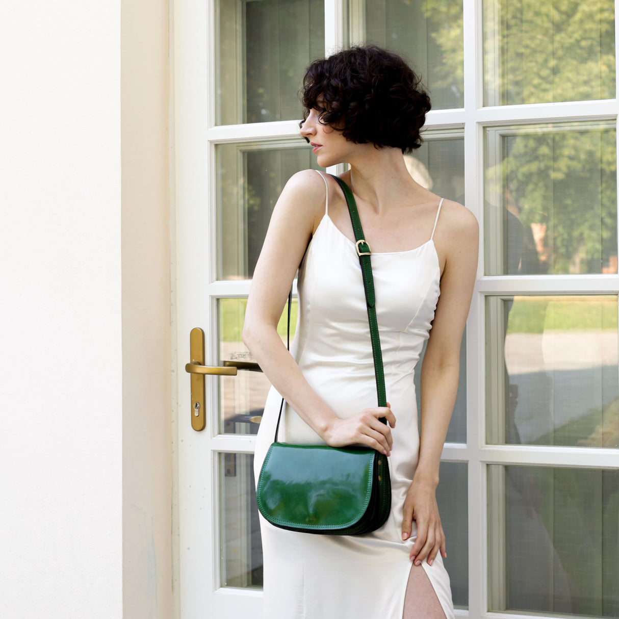 Time Resistance Bolso Bandolera de Cuero para Mujer - Tipo Mensajero con Cuero de Vachetta, Hecho a Mano en Italia - Ideal para Llevar Todo lo que Necesitas