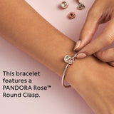 Pandora Icons Pulsera con cadena de serpiente chapada en oro rosa de 14 quilates, 17