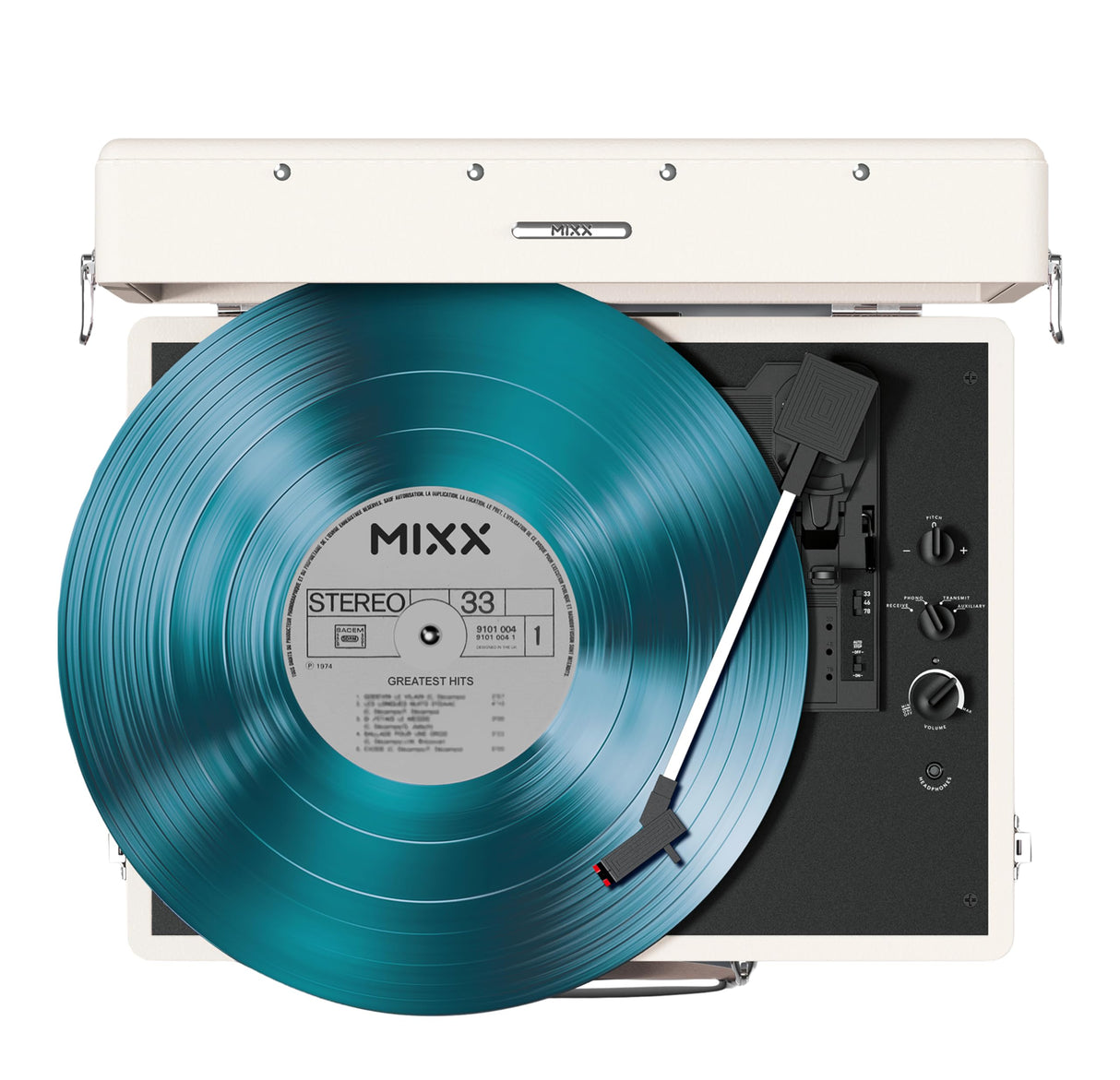 Mixx Audio - Platino de Vinilo portátil BT Revival 55 Stereo - Turquesa