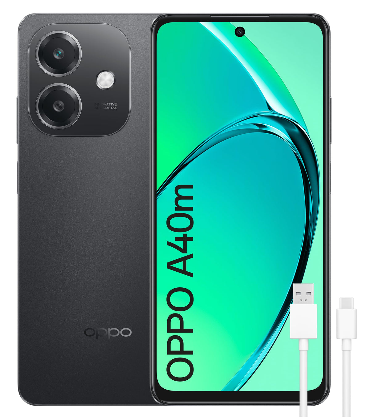 OPPO A40m - Smartphone Libre, 16GB(8GB+8GB) 256GB, Pantalla HD+ LCD 6.7", Cámara 50+2+8 MP, Android, Batería 5100mAh, Carga Rápida 45W - Negro