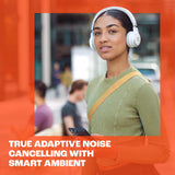 JBL Auriculares inalámbricos circumaurales Live 670 NC, con tecnología Bluetooth y cancelación adaptativa de ruido, hasta 65 horas de reproducción, blanco
