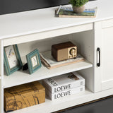 Zinus Bennett Mueble TV - Mueble TV 147x40x60 cm - Mueble con estantes y puertas - Blanco