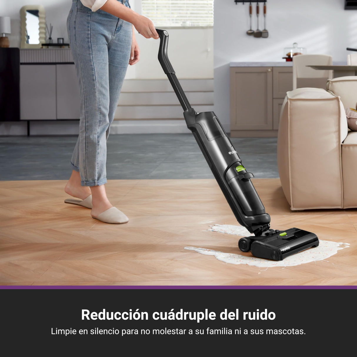 EUREKA NEW400 Gen2 Aspirador Escoba sin Cable en Seco y Húmedo Inalámbrico,Ligero, Aspiradora y Fregona sin Cable, Autolimpieza,Autonomía 30 mins,Tanque Doble,Suelos Duros, Pelo de Mascotas