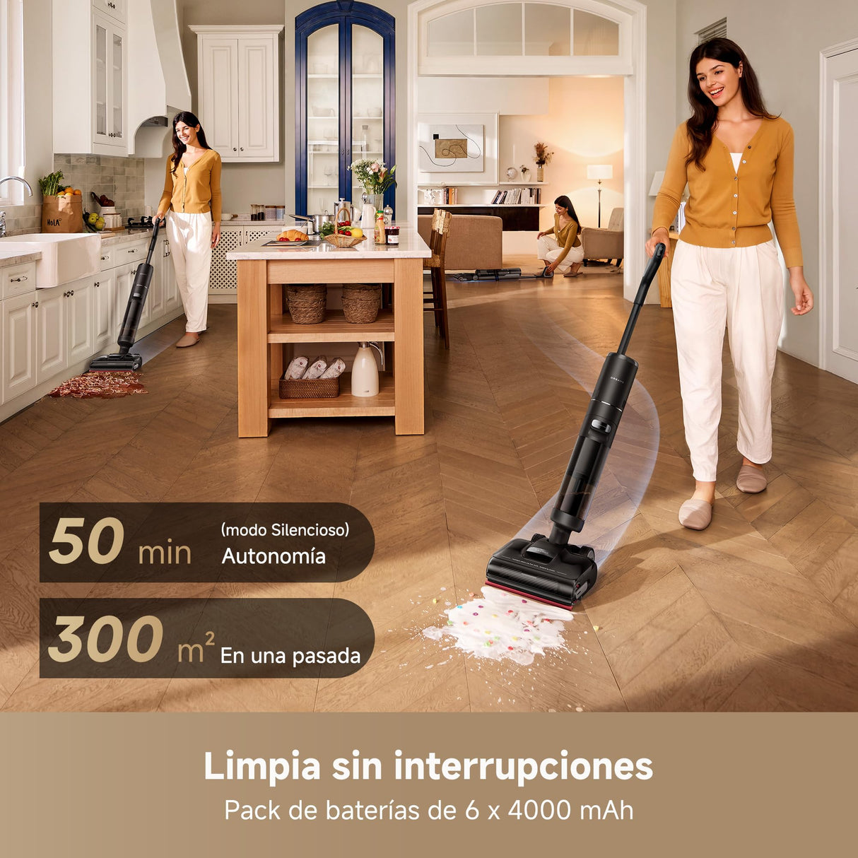 DREAME H15S Aspirador en Seco y Húmedo, Limpieza de Triple Borde, Brazo Robótico con IA, 21.000 Pa de Succión, 0 Enredos, Lava y Seca el Cepillo a 90 °C, Alcance Horizontal de 180°, Control con App