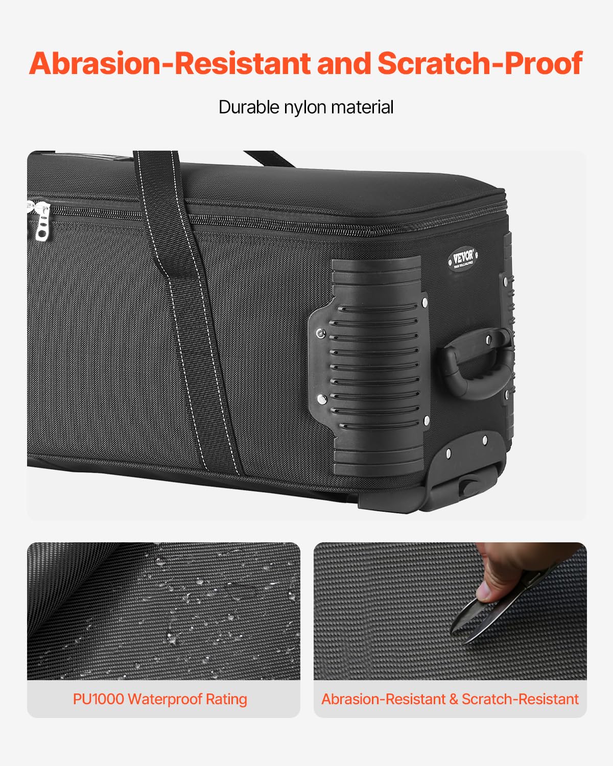 VEVOR Estuche con Ruedas para Equipo de Estudio 91 x 30 x 35,5 cm, Bolsa con Ruedas para Cámara, Correas, Asa Acolchada en el Compartimento para Soportes de Iluminación, Trípodes y Telescopios, Negro