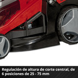 Einhell Cortacésped inalámbrico GE-CM 36/43 Li M-Solo (Ion de Litio, 36 V, hasta 600 m², Ancho de Corte de 43 cm, Ajuste de Altura de Corte Central de 6 Niveles).