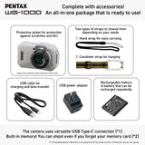 Cámara Digital compacta Resistente al Agua PENTAX WG-1000 (Gris), diseñada para fotografía Informal en Exteriores y bajo el Agua, Resistente al Agua hasta una Profundidad de 15 Metros (una Hora)