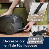 Hoover HE1 Compact – Aspirador con Bolsa para Suelos Duros y alfombras, con Cable, Filtro EPA, Bolsa de 2,5L, Accesorios Integrados y Radio de acción de 7,5 m [HEZ107HM]