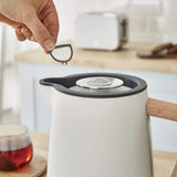 Swan Nordic Set Desayuno Hervidor de agua 1,7L 2200W, Tostadora Pan ranura ancha 2 rebanadas, Microondas 20L digital, diseño moderno, efecto madera, blanco