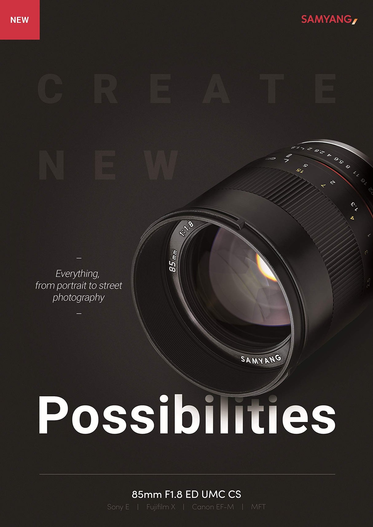 Samyang SA3504 - Tele-Objetivo Medio CSC 85mm F1.8 para Sensor APS-C Sony E, Negro