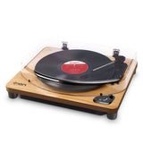 ION Audio Air LP Wood - Tocadiscos de vinilo Bluetooth - reproducción inalámbrica y conversión de discos de 3 velocidades - 33 1/3, 45 y 78 RPM, Acabado Madera