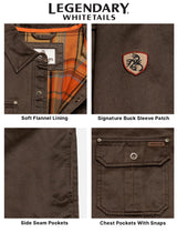 Legendary Whitetails Flannel Lined Shirt Jacket Waxed Cotton Water Resistant Chaqueta, Tabaco, X-Large Alto para Hombre