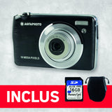 AGFA Photo Realishot DC8200 - Cámara Digital Compacta, 18MP, Video Full HD, Pantalla LCD 2.7'', Zoom Óptico 8X, Batería de Litio y Tarjeta SD de 16GB - Negro