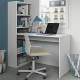 Habitdesign Mesa de Ordenador, Escritorio con Estanteria Reversible, Blanco Artik, Modelo Duplo, Medidas: 120 cm (Ancho) x 53 cm (Fondo) x 144 cm (Alto)