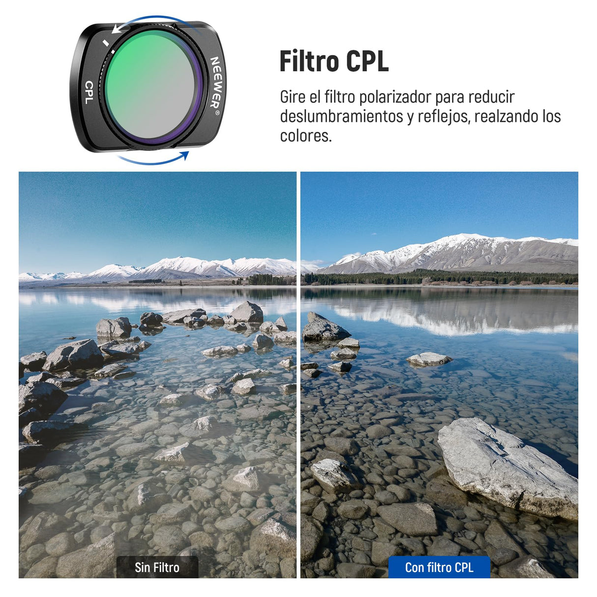 NEEWER Magnético CPL Filtro Compatible con dji Osmo Pocket 3 Creator Combo Accessories, Kit de Filtro Polarizador Circular Multicapa con 2 Protectores de Pantalla, Accesorios para Action CAM