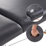 YOUNIKE Camilla Masaje Negro Plegable 2 Zonas Profesional Portátil Carga 250kg 186×70cm Altura Ajustable de Madera Haya para Belleza Tatuaje SPA con Bolsa de Transporte