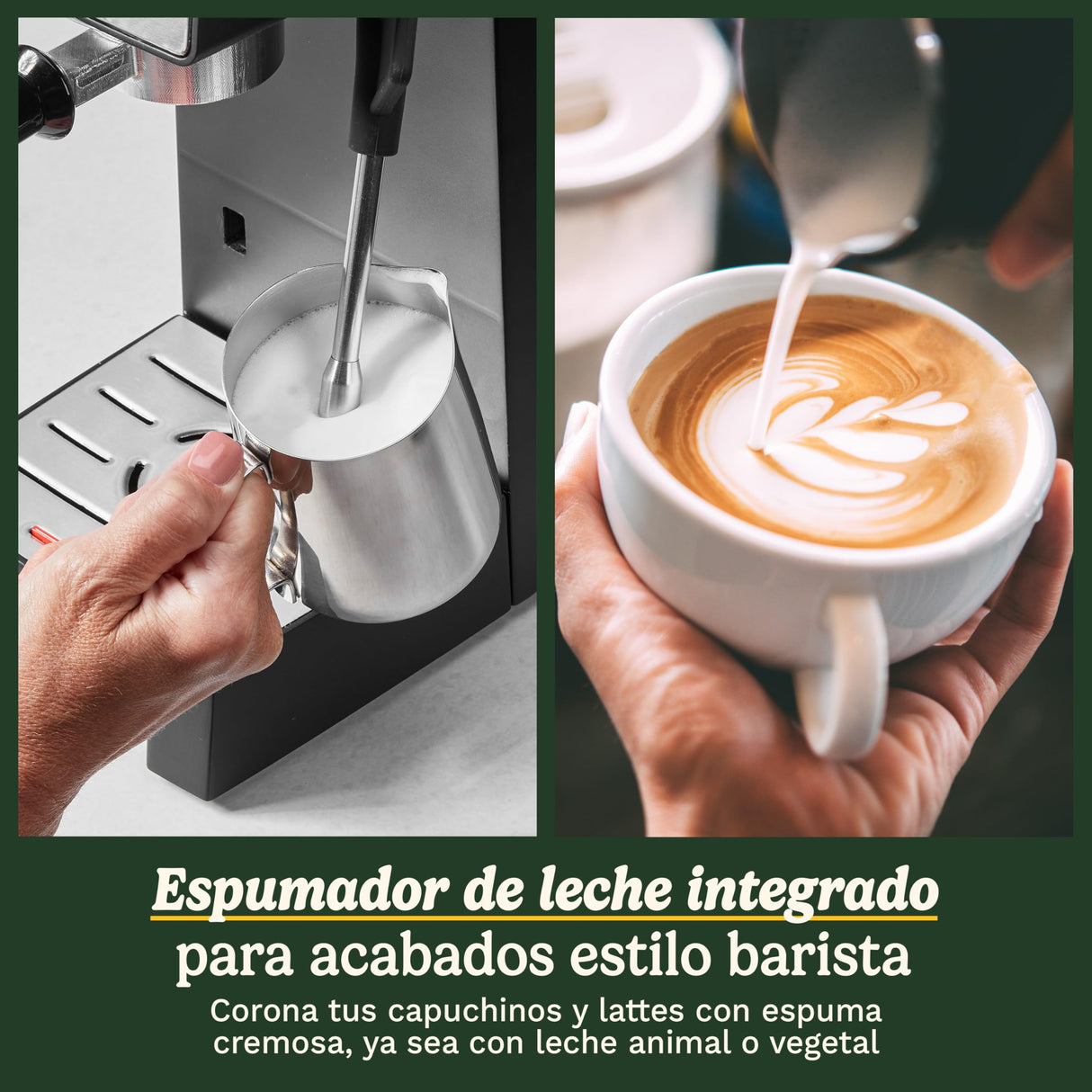 Cuisinart® Máquina de Espresso Slim | Espresso, Americano, Cold Brew | Vaporizador de leche | 15 bares | Portafiltro sin fondo | Compacta | 1,5L | Tazas de viaje