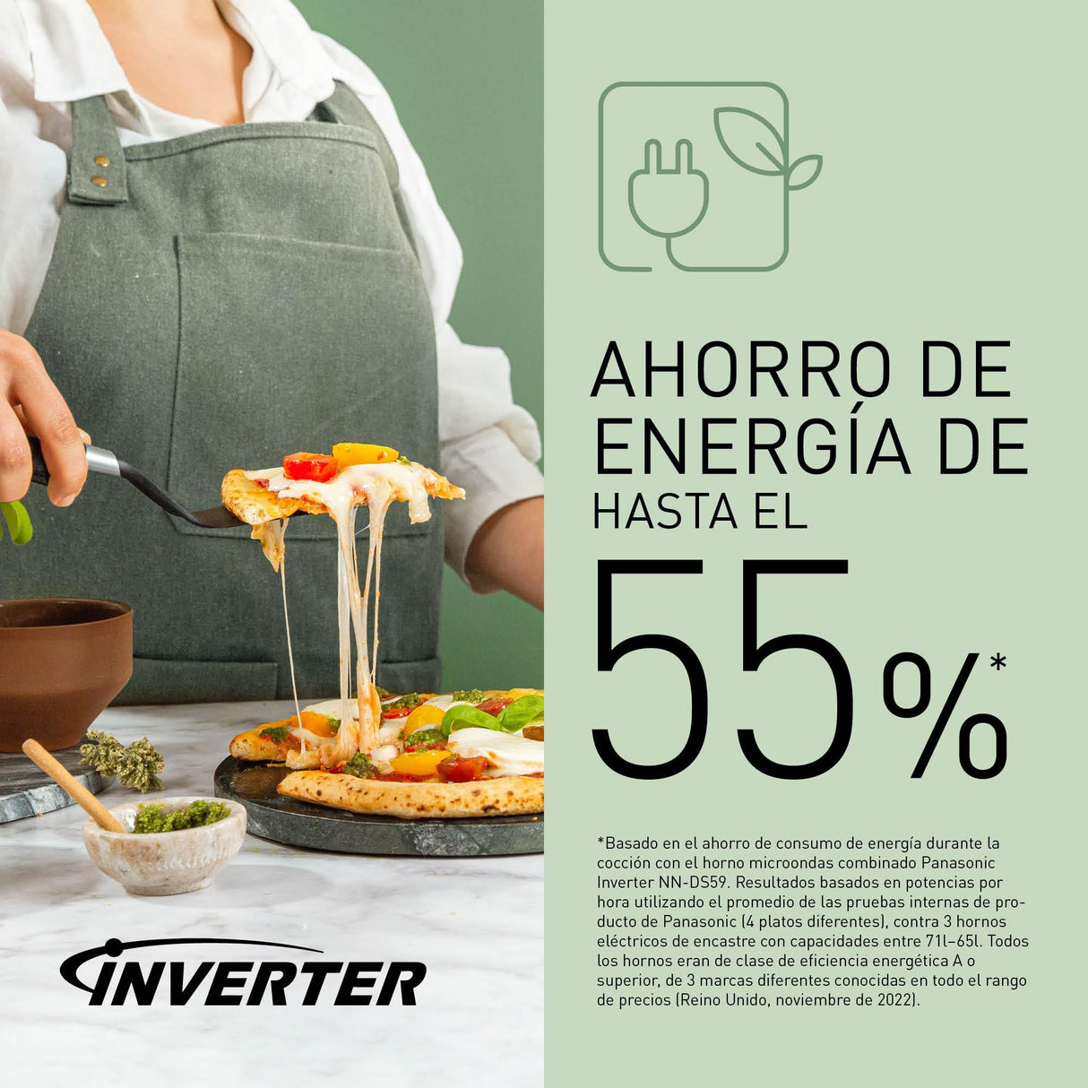 Panasonic NN-DS59NMETG Microondas Combi 4 en 1, Horno Grill, Superficie Plana, 27 Litros, 1000 W, Cocción En Dos Niveles, Sensor Genius, 32 Programas, Bandeja Para Grill, Limpieza Fácil, Negro